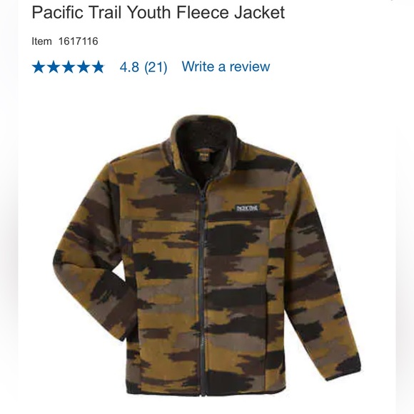 Boys Pacific Trail Youth Fleece Zip Jacket Size 5/6 7/8 10/12 14/16 Green Camo - Picture 6 of 6